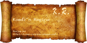 Komán Regina névjegykártya
